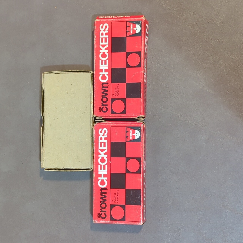 Vintage lot Whitman Crown self stacking plastic checkers 3 boxes of 24 from 1969 - Picture 5 of 11
